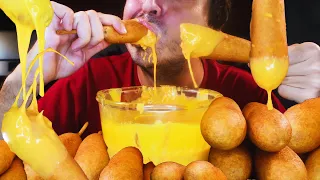 ASMR CHEESY KOREAN CORN DOGS Mukbang *NO TALKING Eating Sounds * | Nomnomsammieboy