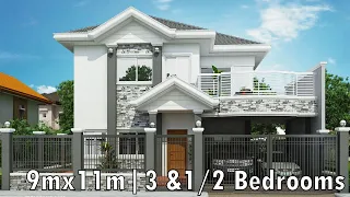 Simple Modern 3.5 Bedroom House Design (9mx11mtrs)