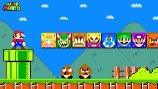 Super Mario Bros. but there are MORE Custom Item Blocks All Characters..