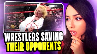 Girl Watches WWE - Wrestlers Saving Their Opponents from Injuries