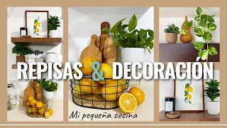 COCINA PEQUEÑA 🍋🧺 ¿Como decorar repisas ? Forro las repisas con papel vinil #casainfonavit