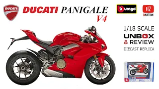 Ducati Panigale V4 1:18 scale diecast motorcycle by Bburago Unboxing & Review by Dnation