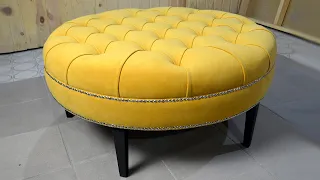 How to DIY a round COCKTAIL OTTOMAN with capitone