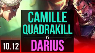 CAMILLE vs DARIUS (TOP) | Quadrakill, 3 early solo kills, Triple Kill | EUW Diamond | v10.12