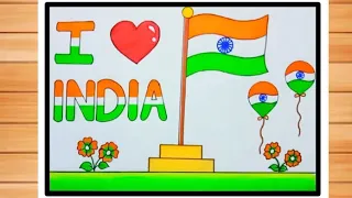 How to draw republic day scenery very easy step by step / republic day special drawing /Flag drawing