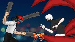 Chainsaw man (Denji) vs Ken Kaneki |  dc2 animation fight | Chainsaw man vs Tokyo Ghoul