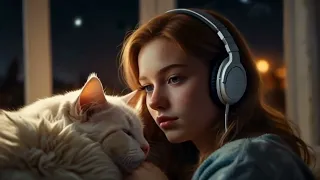 Lofi Music 👀👍🧠📚girl and cat.~ Study music - lofi / relax / stress relief 👍✨✔👀