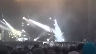 Matt Bellamy of Muse falling at Download Festival