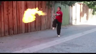 Punch-activated flamethrowers (with sound)