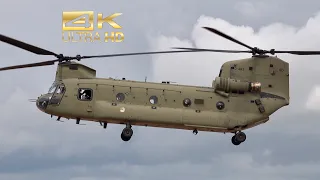 (4K) Boeing CH-47 F MYII CAAS Chinook Royal Netherlands Air Force arrival RAF Fairford RIAT 2023