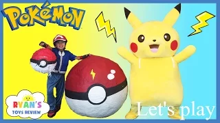 GIANT EGG POKEMON GO SURPRISE TOYS OPENING HUGE POKEBALL EGG CATCH PIKACHU IN REAL LIFE TOYSREVIEW