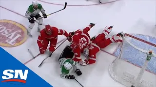 Red Wings’ Jonathan Bernier Leaves Game After Teammate Patrik Nemeth Lands On His Head