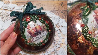 Christmas ornament 🥳🐦 Decoupage DIY