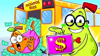 El último en bajarse del autobús escolar gana || Desafío de dinero de La Pareja Pera