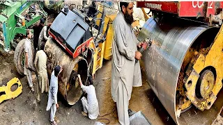 The Roller Drum of Road roller became crooked || How it repaired with a locally developed tool? ||