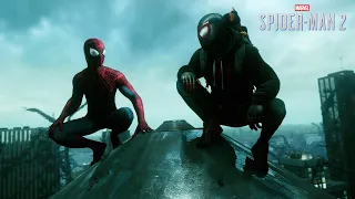 Marvel's Spider-Man 2 peter meets with miles with TASM 2 and bodega cat suits