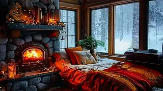 Cozy Winter Ambience for Reading with a Fireplace, Snowfall and Blizzard Sounds