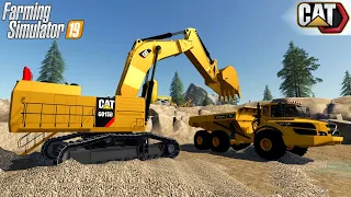 Farming Simulator 19 - CAT 6015B Mining Excavator Loads Crushed Stone Into A Dump Truck