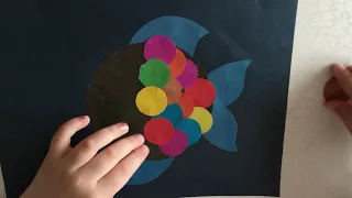 Аппликация  из цветной бумаги для детей 3,4,5,6,7 лет. Рыбка из кругов. Поделки с детьми