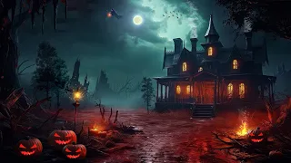 Haunted House In The Forest - Crackling Fire & Spooky Sounds | Halloween Ambience