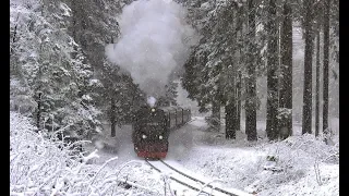 Harzquer- und Brockenbahn im Schnee Dezember 2018 mit 99 7241