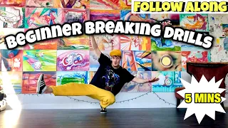 Beginner Breaking Drills - 5 Min Follow Along At Home Breakdance/Bboy Class. W/ Music