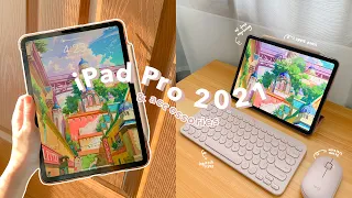 iPad Pro 2021 UNBOXING [M1, 11”, space gray] + apple pencil & accessories 📦🍎 ASMR journal with me