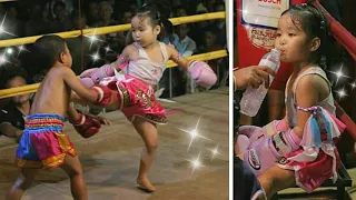 Muay Thai Show😘รีนะRIINA VS Nung1! リイナ VS ヌン(男の子)！【29,000,000views】ムエタイ キックボクシング 子供 試合！ タイKickboxing