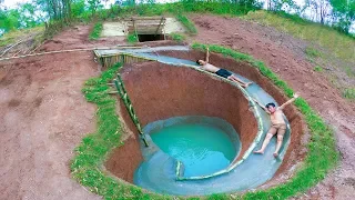 Build Swimming Pool Water Slide Around Secret Underground House