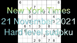 Sudoku solution – New York Times sudoku 21 November 2021 Hard level