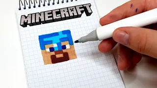 Minecraft БРИЛЛИАНТОВЫЙ ШЛЕМ на СТИВЕ РИСУНКИ ПО КЛЕТОЧКАМ - PIXEL ART