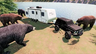 Camper attacked by bears at lake | Farming Simulator 19 camping and mudding