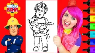 Coloring Fireman Sam Rescues Cat Coloring Page Prismacolor Paint Markers | KiMMi THE CLOWN