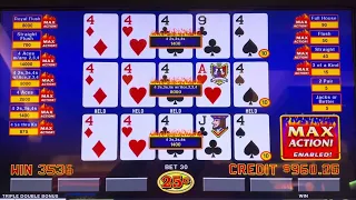 Max action .25 triple double, triple play video poker.