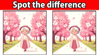 [Find the difference] Grandma walking along the path where cherry blossoms bloom! brain training