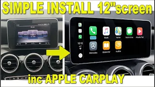 Copart Mercedes C300 convertible W205 c-class 12" Android Apple CarPlay install part 3