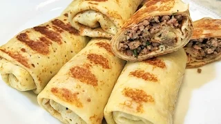 БЛИНЧИКИ с МЯСОМ. Блины.Просто и Вкусно!  Pancakes With Meat.