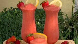 FROZEN STRAWBERRY HENNY COCKTAIL| |ALCOHOL N VIRGIN VERSION| SUMMER TIME |EASY| KID FRIENDLY