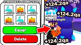 I Used STRONGEST ADMIN PET TEAM To Become STRONGEST PLAYER in Arm Wrestle Simulator..