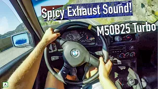 RAW Exhaust Sound 4K! BMW E34 525 Turbo Drive POV!