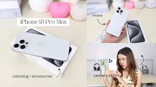 iPhone 15 Pro Max White Titanium  Unboxing + Accessories + Camera Testing + Review