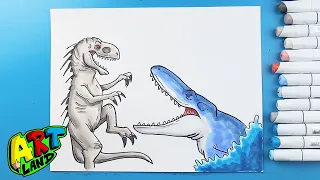 How to Draw the Indominus Rex vs Mosasaurus