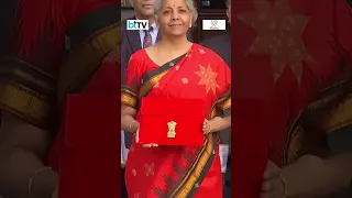 Finance Minister Nirmala Sitharaman Shows The Tablet Containing The Budget Speech
