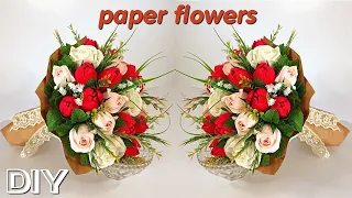 ✅Красивый букет из БУМАГИ✅DIY How to Make Paper Roses✅Paper Flower. Rose Flower From Paper.  bouquet