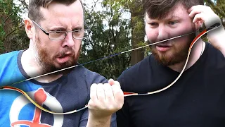 Two idiots try to string a  TINY BOW
