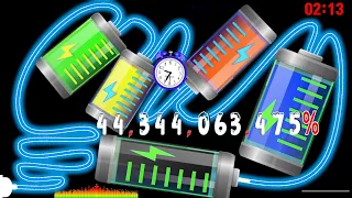 ⚡Battery🔋  65,456,003,556,397% overcharging explosion timer  countup🔔Sometimes animation