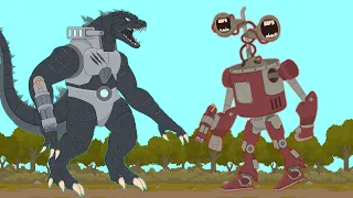 Armored Godzilla vs Siren Head Robot ( Animation )