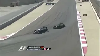 Nico Hulkenberg overtake on Jarno Trulli Bahrain GP 2010