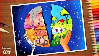 Save environment save Earth drawing || poster making ideas for competition (very easy) step by step