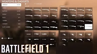 Battlefield 1 - All Weapons & Vehicles (Including Sidearms and Gadgets) SHOWCASE